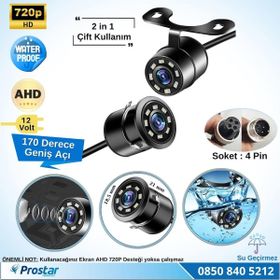 Navistar AHD 720P 4 Pin Soketli Beyaz Ledli Kelebek ve Tampon Uyumlu 6 MT 4 Pin Kablolu Kamera