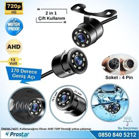 Navistar AHD 720P 4 Pin Soketli Beyaz Ledli Kelebek ve Tampon Uyumlu 6 MT 4 Pin Kablolu Kamera