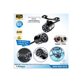 Navistar AHD 720P 4 Pin Soketli Beyaz Ledli Kelebek ve Tampon Uyumlu 6 MT 4 Pin Kablolu Kamera