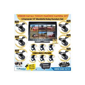 Navistar Mibzer İçin 6 Kameralı 10 inç Monitör Altıya Bölen Kayıtlı 256 GB SD Kart Destekli Araç Kamera Seti