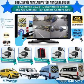 Navistar Servisler İçin 5 Kameralı 10.36 Dokunmatik Kayıtlı Ekranlı 256 GB SD Kart Destekli Araç Kamera Seti
