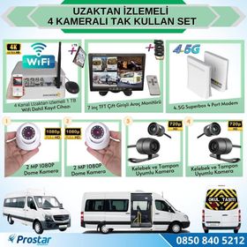 Navistar Uzaktan İzlemeli 4 Kameralı Wifi 4G 1 TB Hard Disk 7 inç Ekranlı Araç Kamera Seti