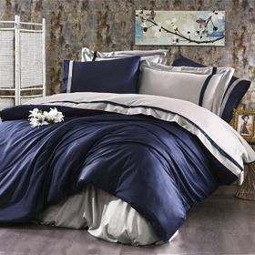 Nazik Elite 160x260 cm Tek Kişilik Lacivert Gri Nevresim Takımı