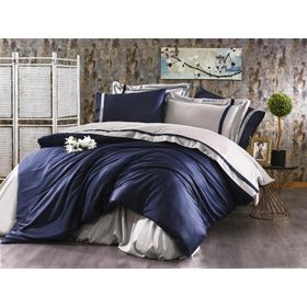 Nazik Elite 160x260 cm Tek Kişilik Lacivert Gri Nevresim Takımı