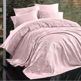 Nazik Home Valeria Pudra Çift Kişilik Dantelli 7 Parça Nevresim Takımı ve Pike Set