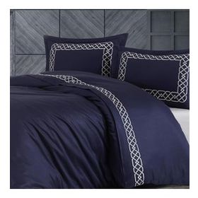 Nazik Home Vienza Lacivert 200x220 cm Nakışlı Pamuk Saten Çift Kişilik Nevresim Takımı