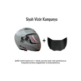 NCR Çene Açılır Siyah Cam Kask