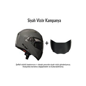 NCR Çene Açılır Siyah Cam Kask
