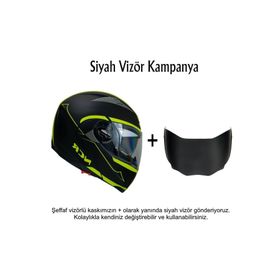 NCR Çene Açılır Siyah Cam Kask