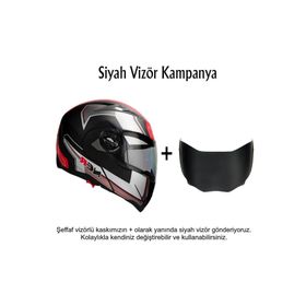 NCR Çene Açılır Siyah Cam Kask
