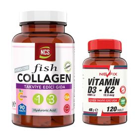 Ncs Fish Collagen 90 Tablet + Nevfix Vitamin D3 K2 120 Tablet