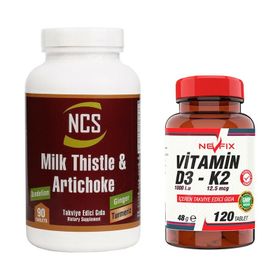 Ncs Milk Thistle 90 Tablet + Nevfix Vitamin D3 K2 120 Tablet