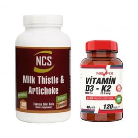 Ncs Milk Thistle Artichoke 180 Tablet + Nevfix Vitamin D3 K2 2x120 Tablet