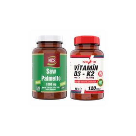 Ncs Saw Palmetto 1000 mg 120 Tablet + Nevfix Vitamin D3 K2 120 Tablet