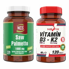 Ncs Saw Palmetto 1000 mg 120 Tablet + Nevfix Vitamin D3 K2 120 Tablet