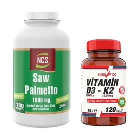 Ncs Saw Palmetto 1000 mg 180 Tablet + Nevfix Vitamin D3 K2 120 Tablet