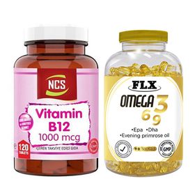 Ncs Vitamin B12 1000 mcg 120 Tablet + FLX Omega 3 6 9 90 Yumuşak Kapsül