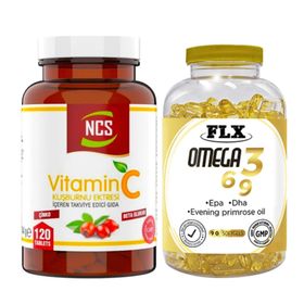 Ncs Vitamin C Kuşburnu Ekstresi 120 Tablet + Flx Omega 3 6 9 90 Yumuşak Kapsül