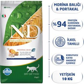 N&D 10 kg Düşük Tahıllı Morina Balıklı Yetişkin Kedi Maması