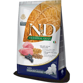 N&D 12 kg Düşük Tahıllı Kuzu Etli Yaban Mersinli Orta Irk Yavru Köpek Maması