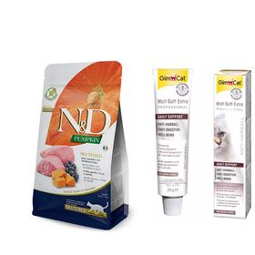 N&D 1,5 kg Tahılsız Kuzulu Kısırlaştırılmış Kedi Maması + Gimcat 20 gr Malt