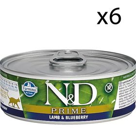 N&D 6x80 gr Prime Kuzulu ve Yaban Mersinli Tahılsız Yetişkin Kedi Konservesi