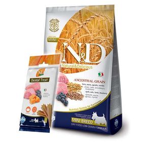 N&D Düşük Tahıl Kuzu Yaban Mersini Küçük Irk Köpek Maması 2.5 kg + ND Dental Köpek Ödülü