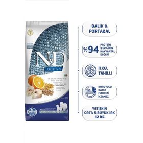N&D Düşük Tahıllı Ocean Morina Balıklı Portakallı 12 kg Yetişkin Köpek Maması