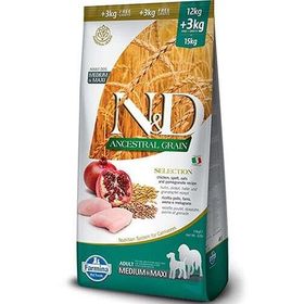 N&D Düşük Tahıllı Tavuk Narlı Orta ve Büyük Irk 12+3 kg Köpek Maması