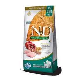N&D Düşük Tahıllı Tavuklu Orta ve Büyük Irk 12+3 kg Yetişkin Köpek Maması