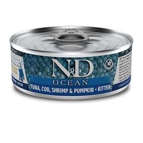 N&D Ocean 2918 Kitten Ton Balığı Morina Balığı Karides ve Balkabaklı 70 gr Yavru Kedi Konservesi