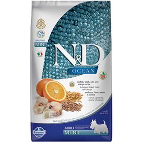 N&D Ocean Düşük Tahıllı Morina Balığı ve Portakallı Özel Küçük Irk Yetişkin 2.5 kg Köpek Maması