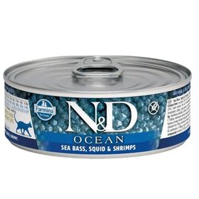 N&D Ocean Levrek Ve Mürekkep Balıklı Karidesli 80 gr Yetişkin Kedi Konservesi