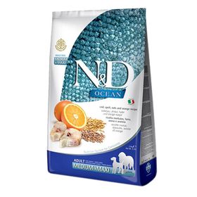 N&D Ocean Morina Balıklı ve Portakallı Düşük Tahıllı Orta ve Büyük Irk Yetişkin Köpek Maması 12 Kg