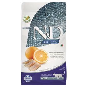 N&D Ocean Ringa Balıklı ve Portakallı Tahılsız Yetişkin 1 kg Açık Kedi Maması