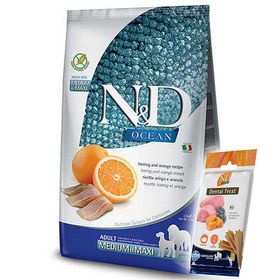 N&D Ocean Tahılsız Balıklı Portakallı Orta ve Büyük Irk Yetişkin 2.5 kg Köpek Maması