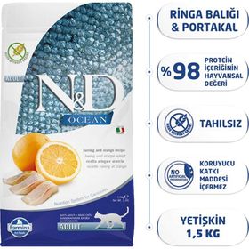 N&D Ocean Tahılsız Ringa Balığı ve Portakallı 5 kg Yetişkin Kedi Maması