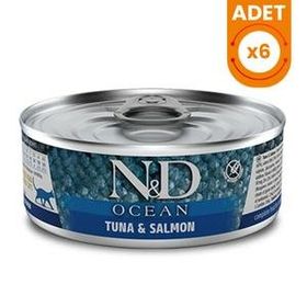 N&D Ocean Ton Balığı ve Somonlu 6x70 gr Yaş Kedi Maması Konserve
