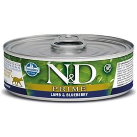 N&D Prime 12x80 gr Tahılsız Kuzu Eti ve Yaban Mersinli Yetişkin Kedi Konservesi