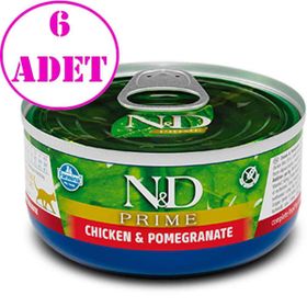 N&D Prime 6x70 gr Tavuklu ve Narlı Tahılsız Yetişkin Kedi Konservesi