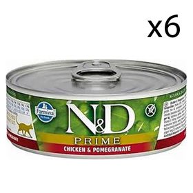 N&D Prime 6x80 gr Tahılsız Tavuk Nar Yetişkin Kedi Konservesi
