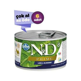 N&D Prime Kuzu Etli ve Yaban Mersinli 6x140 gr Konserve Köpek Maması