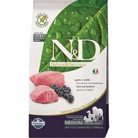 N&D Prime Kuzu Etli Yaban Mersinli Tahılsız Orta ve Büyük Irk 2.5 kg Yetişkin Köpek Maması