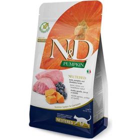 N&D Pumpkin 1,5 kg Kuzu Etli Bal Kabaklı ve Yaban Mersinl Tahılsız Kısırlaştırılmış Kedi Maması
