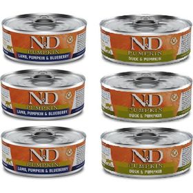 N&D Pumpkin 6 Adet Kuzu ve Ördekli 80 gr Yetişkin Kedi Yaş Mama