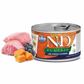 N&D Pumpkin Balkabaklı Kuzulu Yaban Mersinli Küçük Irk Tahılsız 140 gr Yetişkin Köpek Konservesi