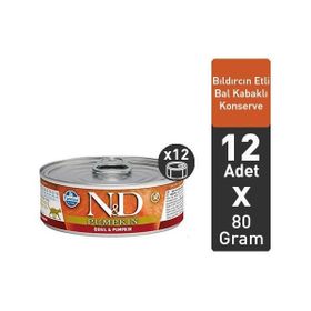 N&D Pumpkin Balkabaklı Tahılsız Bıldırcın Etli Konserve 12x80 gr Kedi Maması