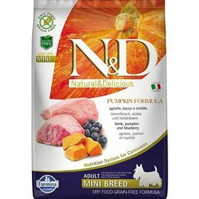 N&D Pumpkin Tahılsız Balkabaklı Kuzu Etli Ve Yaban Mersinli 2.5 kg Küçük Irk Yetişkin Köpek Maması
