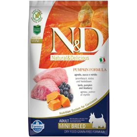 N&D Pumpkin Tahılsız Kuzu Eti Balkabağı ve Yaban Mersinli Küçük Irk 7 kg Yetişkin Köpek Maması