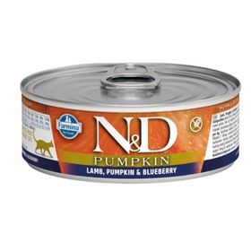N&D Pumpkin Tahılsız Kuzu Yaban Mersini Balkabağı 12x70 gr Yaş Kedi Konservesi
